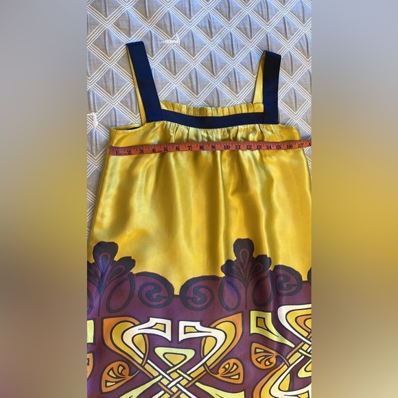 Vintage Ipekyol Yellow and Purple Patterned flowy summer dress size 8 - Picture 6 of 9